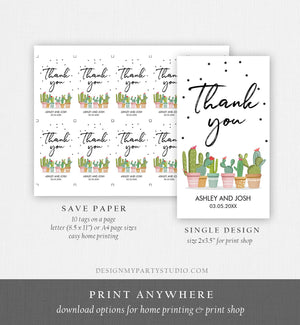Editable Cactus Fiesta Favor Tags Thank You Fiesta Love and Thanks Mexican Muchas Gracias Bridal Shower Couples Shower Corjl Template 0254