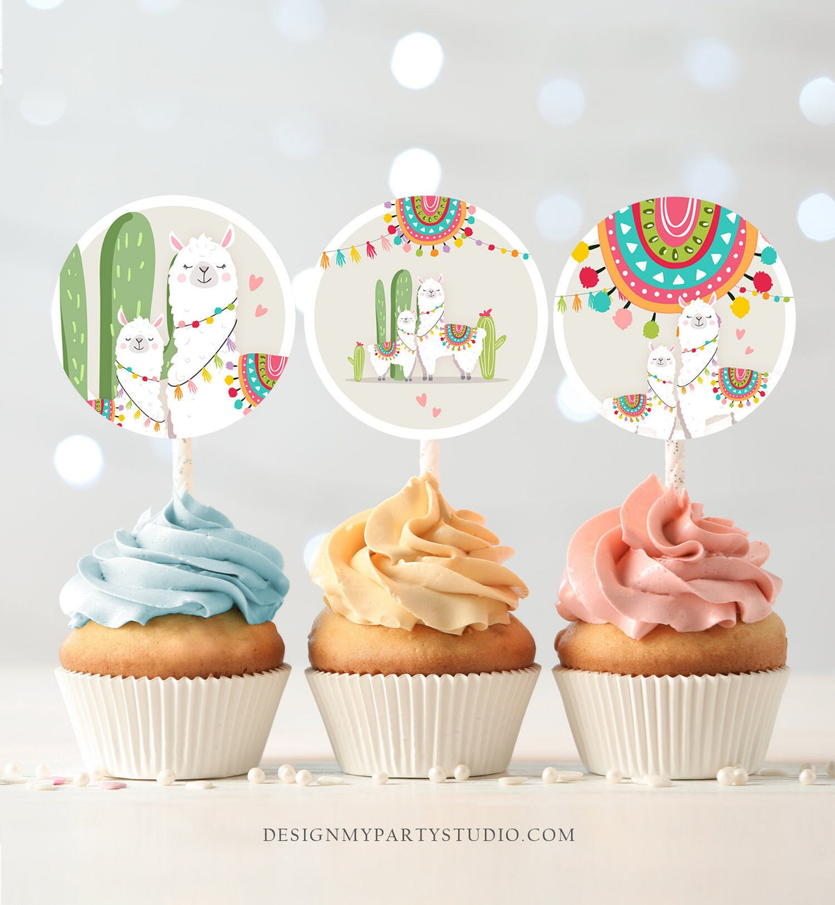 Llama Cupcake Toppers Favor Tags Llama Baby Shower Party Decor Gender Neutral Fiesta Mexican Llama Party Cactus Download PRINTABLE 0079