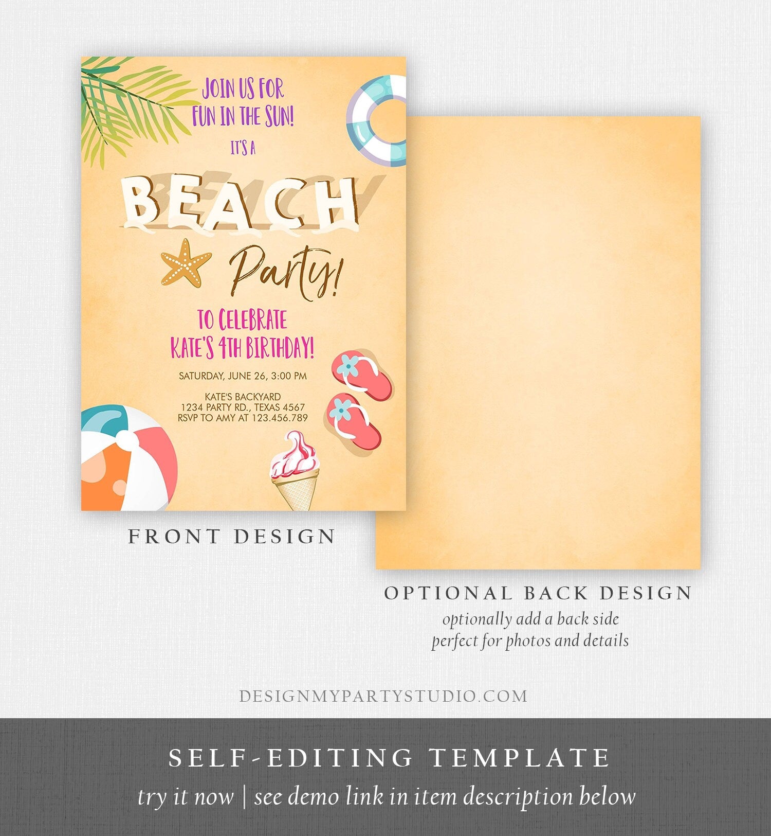 Beach Theme Invitations Printable
