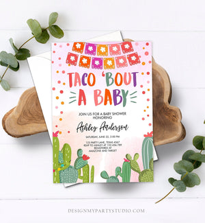 Editable Taco Bout a Baby Shower Invitation Cactus Mexican Fiesta Baby Shower Taco Download Printable Invitation Template Corjl 0135