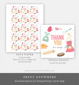 Editable Cooking Favor Tags Tags Baking Birthday Thank you tags Kids Stock The Kitchen Bridal Shower Stickers Template Corjl PRINTABLE 0219