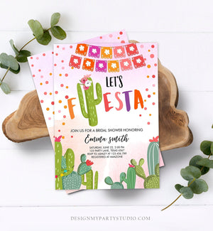 Editable Fiesta Bridal Shower Invitation Let's Fiesta Mexican Cactus Pink Couples Shower Wedding Invite Template Download Digital Corjl 0135