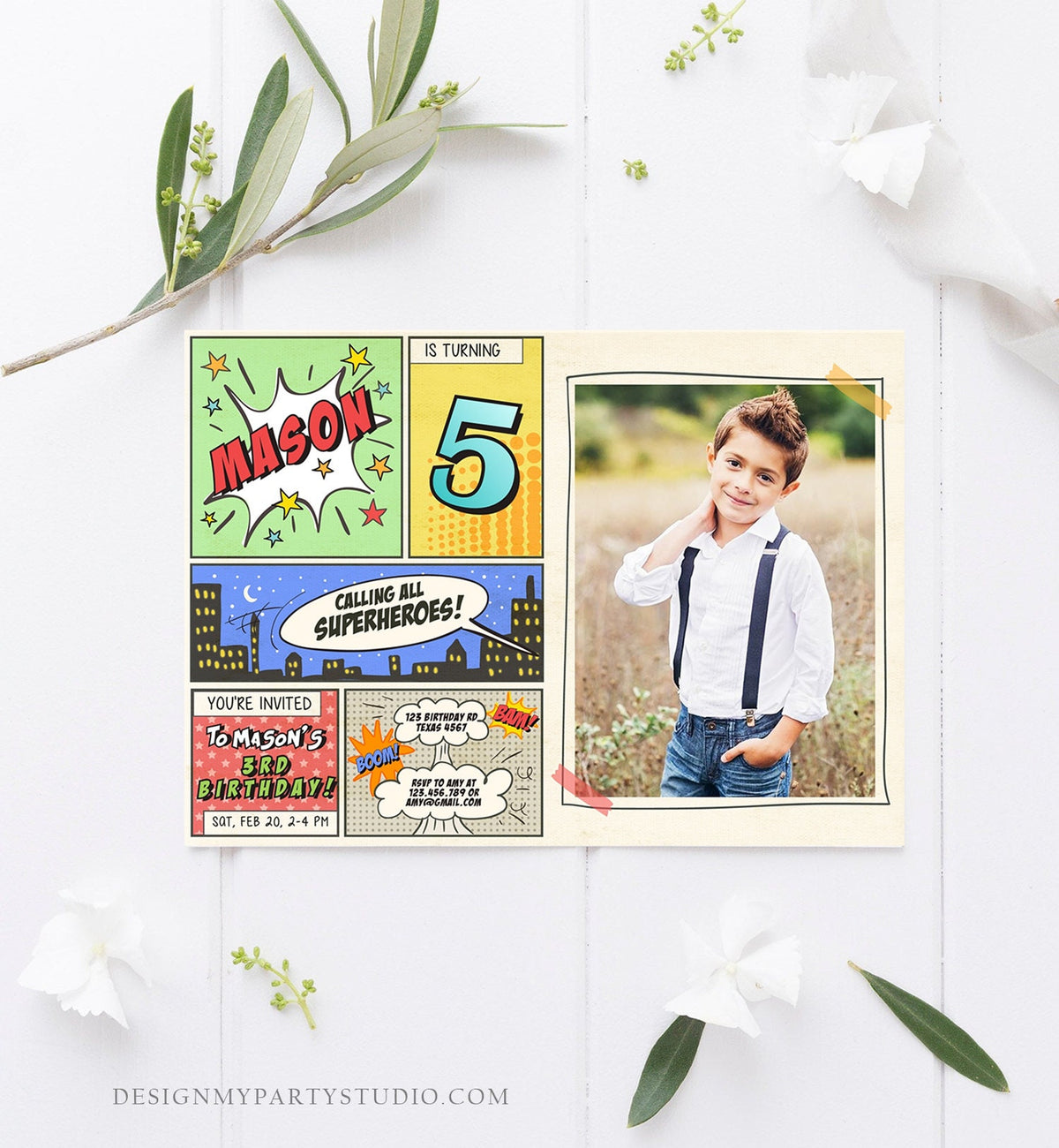 Editable Superheroes Birthday Invitation Superhero Birthday Invite Boy Comic Book Hero Calling All Download Printable Corjl Template 0300