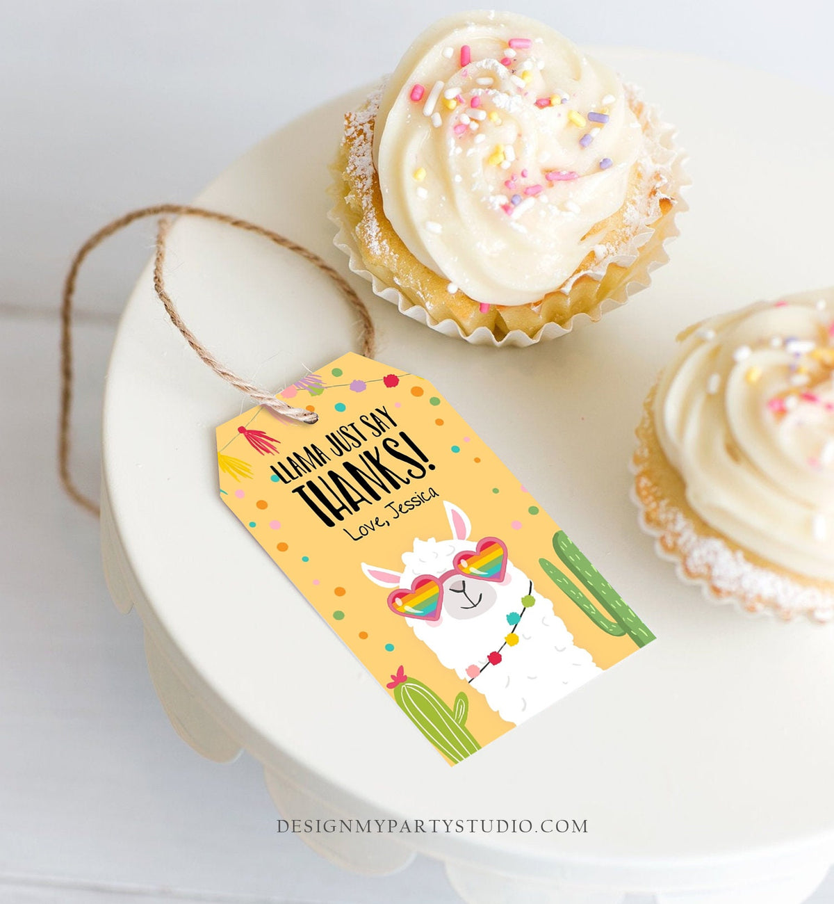 Editable Llama Favor Tags Llama Thank You Tags Fiesta Cactus Alpaca Mexican Llama Party Favor Tags Yellow Sunglasses Corjl Template 0079