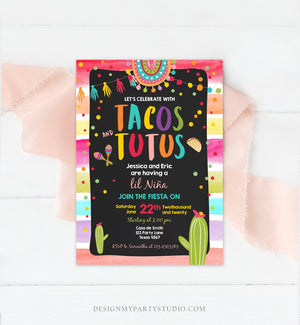 Editable Fiesta Tacos and Tutus Baby Shower Invitation Cactus Mexican Fiesta Couples Shower Taco Sprinkle Corjl Template Printable 0134