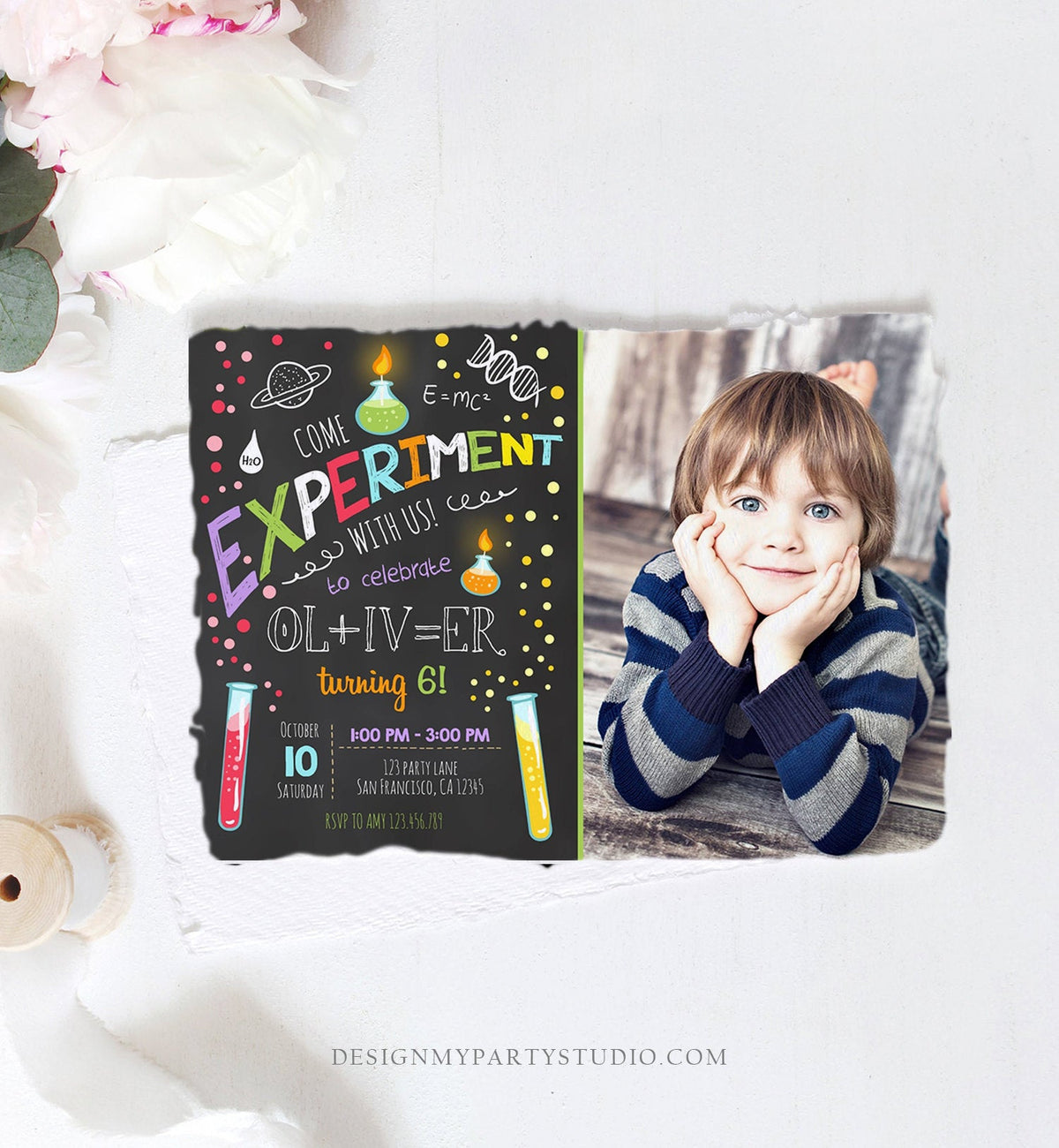 Editable Science Experiment Birthday Invitation Boy Experiment Party Mad Scientist Lab Slime Party Professor Corjl Template Printable 0094