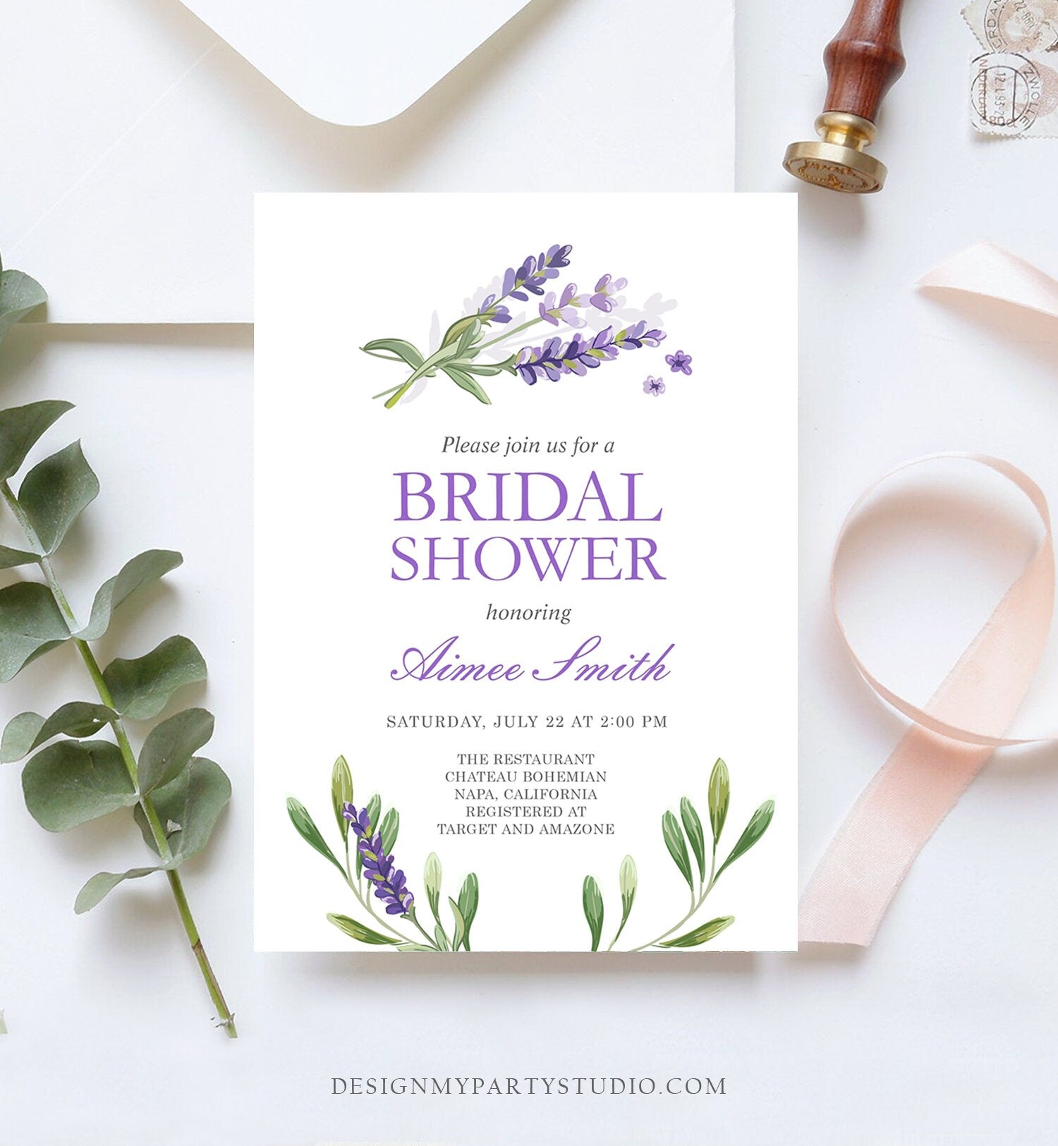 Editable Lavender Bridal Shower Invitation Greenery Foliage Boho Weddi - Design My Party Studio editable-lavender-bridal-shower-invitation-greenery-foliage-boho-weddi-design-my-party-studio