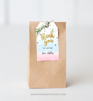 Editable Thank you Tags Little Star Baby Shower Favor tags Twinkle Twinkle Gender Reveal Gold Pink Blue He or She Corjl Template 0235