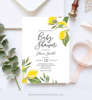 Editable Lemon Baby Shower Invitation Bohemian Citrus Rustic Greenery Summer Floral Lemonade Sprinkle Download Corjl Template Printable 0220