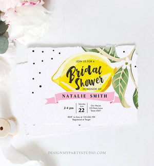 Editable Lemon Bridal Shower Invitation Bohemian Citrus Rustic Greenery Summer Wedding Lemonade Download Corjl Template Printable 0307