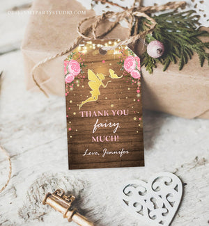 Editable Fairy Favor Tags Fairy Thank you Tags Magical Fairy Birthday Gift Tags Pink and Gold Floral Butterfly Template Corjl PRINTABLE 0208