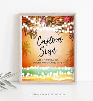 Editable Custom Sign Tropical Beach Birthday Table Sign Havana Cuban Palm Sea Dancing Party Decoration 8x10 Corjl Template Printable 0287