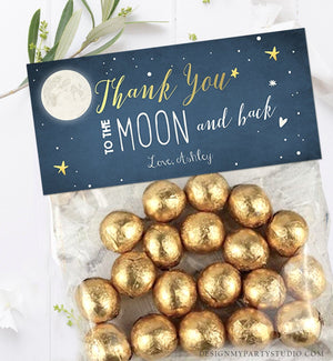 Editable Moon Treat Bag Toppers Thank You to the Moon and Back Twinkle Little Star Baby Shower Birthday Digital Download Corjl Template 0017