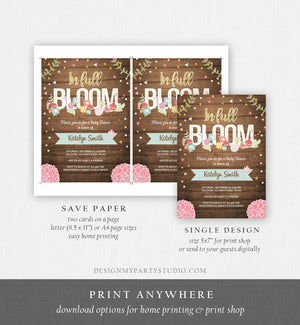 Editable In Full Bloom Baby Shower Invitation Coed Shower Floral Rustic Spring Pink Girl Download Printable Template Corjl Digital 0207