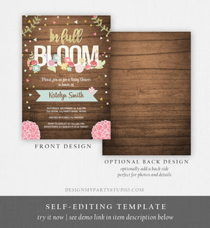 Editable In Full Bloom Baby Shower Invitation Coed Shower Floral Rustic Spring Pink Girl Download Printable Template Corjl Digital 0207