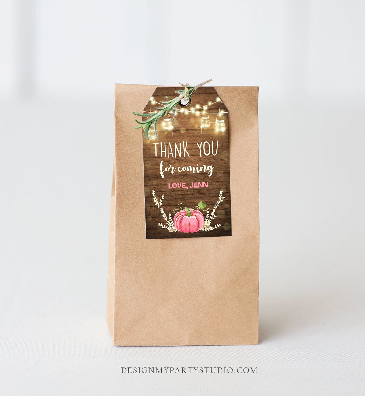 Editable Little Pumpkin Favor Tag Thank You Tag Birthday Baby Shower Rustic Wood Fall Autumn Pumpkin Download Corjl Template Printable 0015