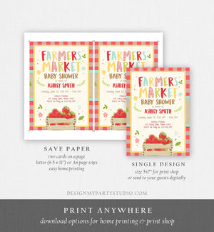 Editable Baby Shower Invitation Locally Grown Farmers Market Baby Shower Strawberries Shower Download Printable Invite Template Corjl 0223