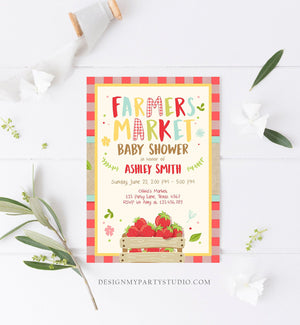 Editable Baby Shower Invitation Locally Grown Farmers Market Baby Shower Strawberries Shower Download Printable Invite Template Corjl 0223