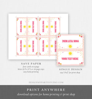 Editable Sunshine Food Labels Sunshine Place Card Sunshine Birthday Tent Card Escort Card Pink Girl Printable Template Corjl 0070