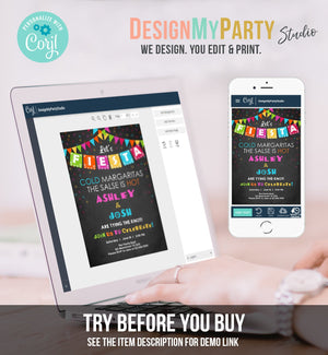 Editable Fiesta Engagement Party Invitation Coed Mexican Shower Wedding Party Lets Fiesta Instant Download Corjl Template Printable 0045