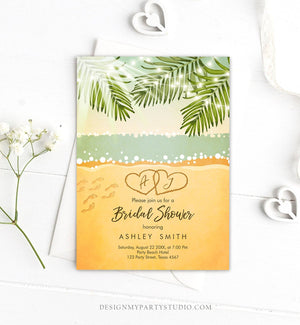 Editable Beach Bridal Shower Invitation Couples Shower Invite Wedding Shower Tropical Seashore Download Printable Template Corjl 0128