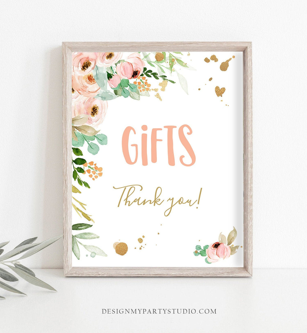 Gifts Sign Miss Onederful Birthday Party Sign Flowers Blush Pink Gold Coral Peonies Decorations Boho Shower Instant Download PRINTABLE 0147