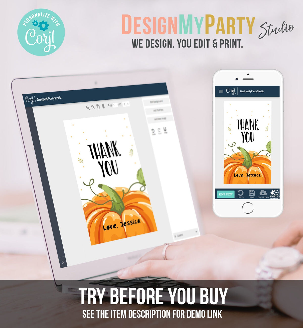 Editable Pumpkin Favor Tags Pumpkin Thank You Birthday Gift Tags Fall Autumn Halloween Shower Carving Friendsgiving Corjl Template 0175