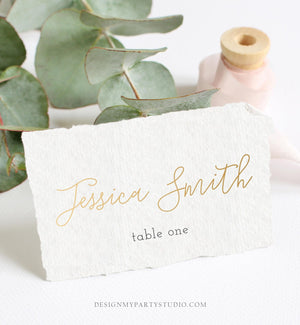 Editable Gold Text Food Label Place Card Tent Cards Escort Card Wedding Elegant Bridal Shower Rustic Seating Card Name Card Corjl Template