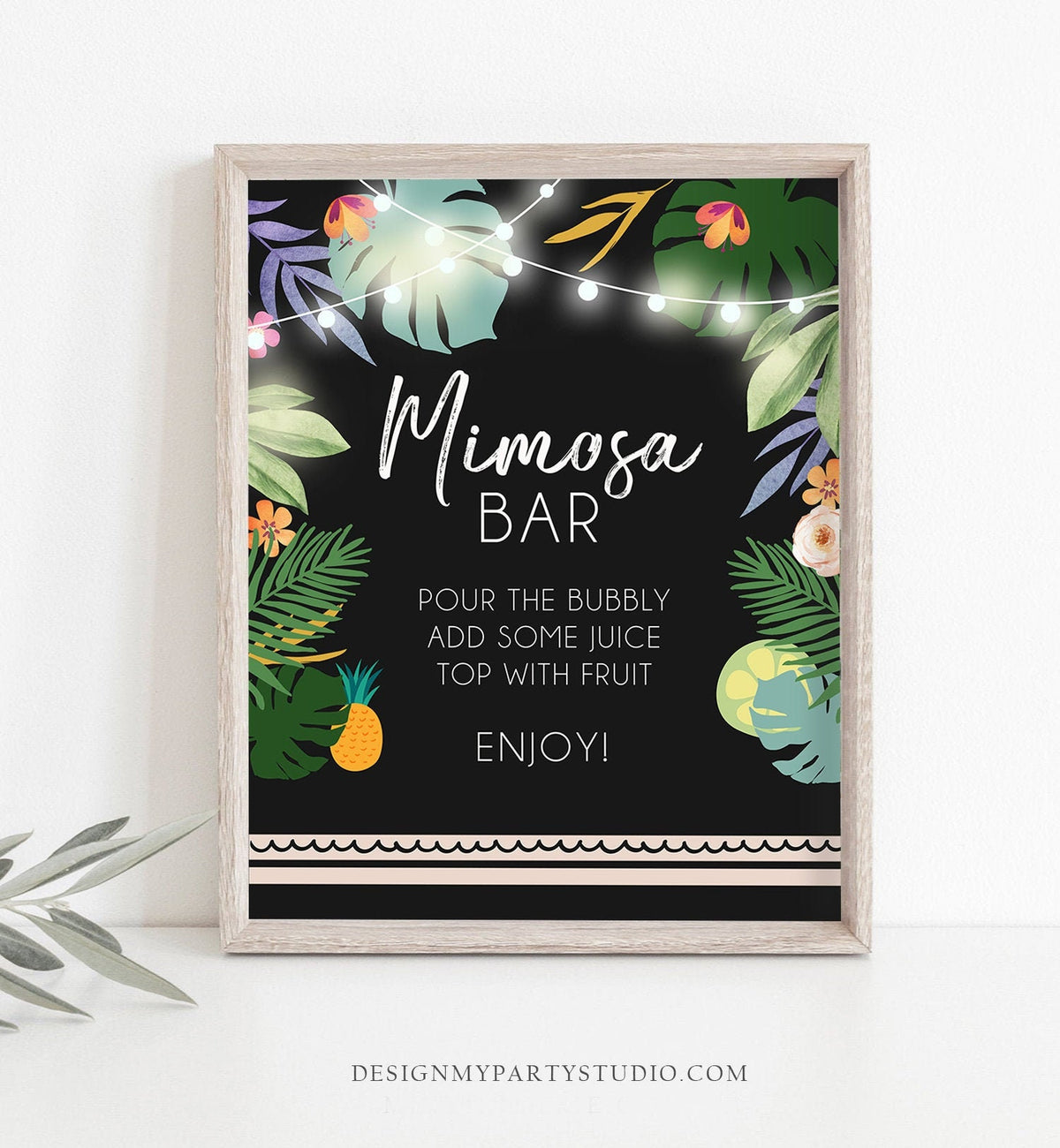 Mimosa Bar Sign Tropical Fiesta Aloha Luau Party Drinks Table Sign Birthday Bridal Shower Baby Shower 8x10 Instant Download Printable 0183