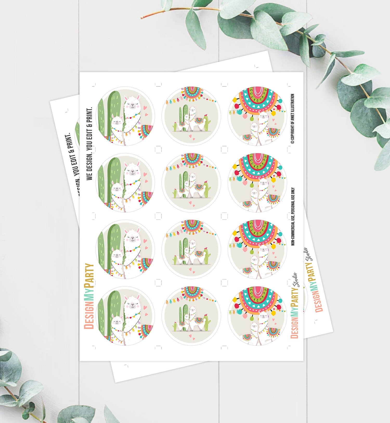 Llama Cupcake Toppers Favor Tags Llama Baby Shower Party Decor Gender Neutral Fiesta Mexican Llama Party Cactus Download PRINTABLE 0079