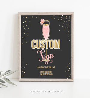 Editable Custom Sign Brunch and Bubbly Bridal Shower Floral Champagne Gold Pink Wedding Table Sign Decor 8x10 Download PRINTABLE Corjl 0150
