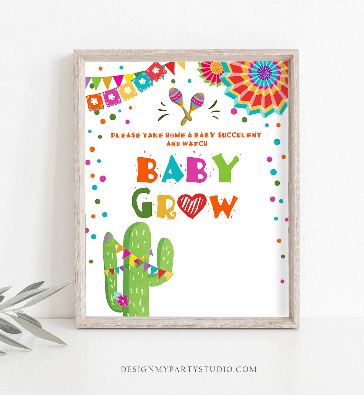 Succulent Favors Sign Watch Me Grow Sign Cactus Baby Shower Decor Fiesta Shower Shower Favor Cactus Instant Download 8x10 PRINTABLE 0045