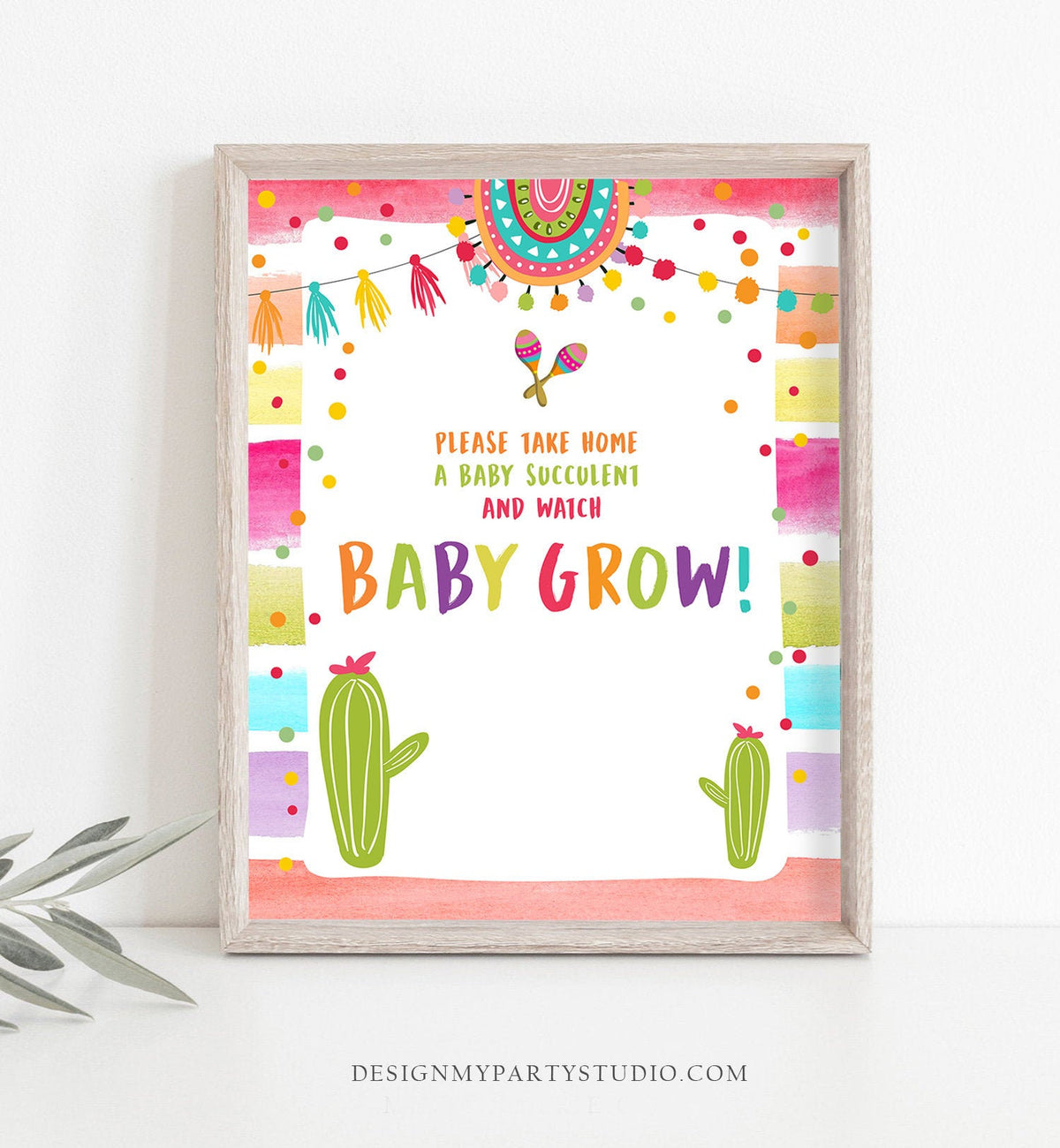 Succulent Favors Sign Watch Me Grow Sign Cactus Baby Shower Decor Fiesta Birthday Shower Favor Cactus Instant Download 8x10 PRINTABLE 0134