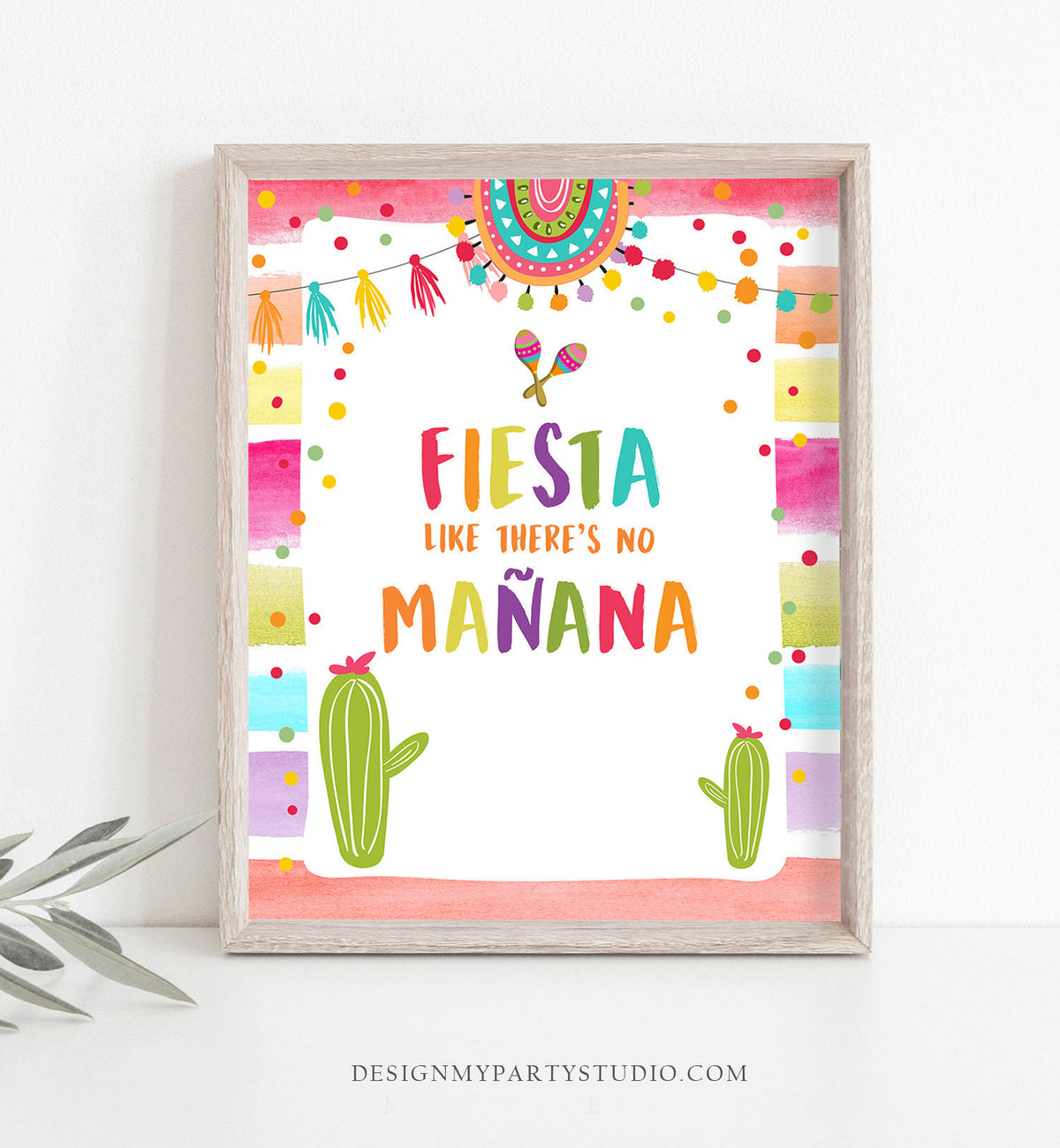 Fiesta Like There&#39;s No Manana Table Sign Cactus Succulent Birthday Baby Bridal Shower Decor Mexican 8x10 Instant Download Printable 0134