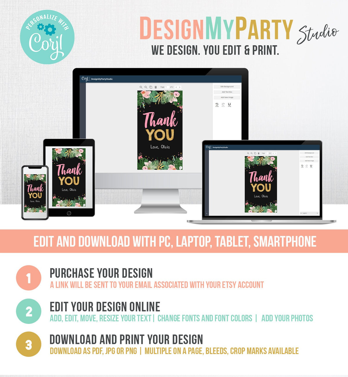 Editable Tropical Safari Favor Tags Thank You Wild One Label Jungle Zoo Wild Things Girl Pink Gold Gift Tag Download Corjl Template 0332