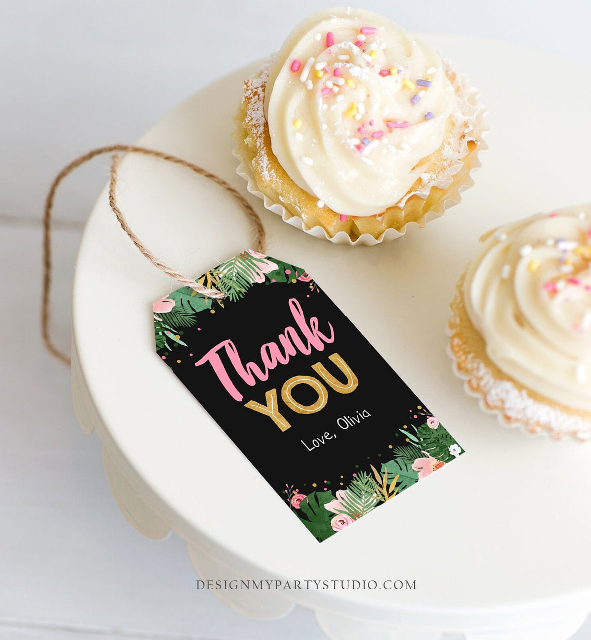 Editable Tropical Safari Favor Tags Thank You Wild One Label Jungle Zoo Wild Things Girl Pink Gold Gift Tag Download Corjl Template 0332
