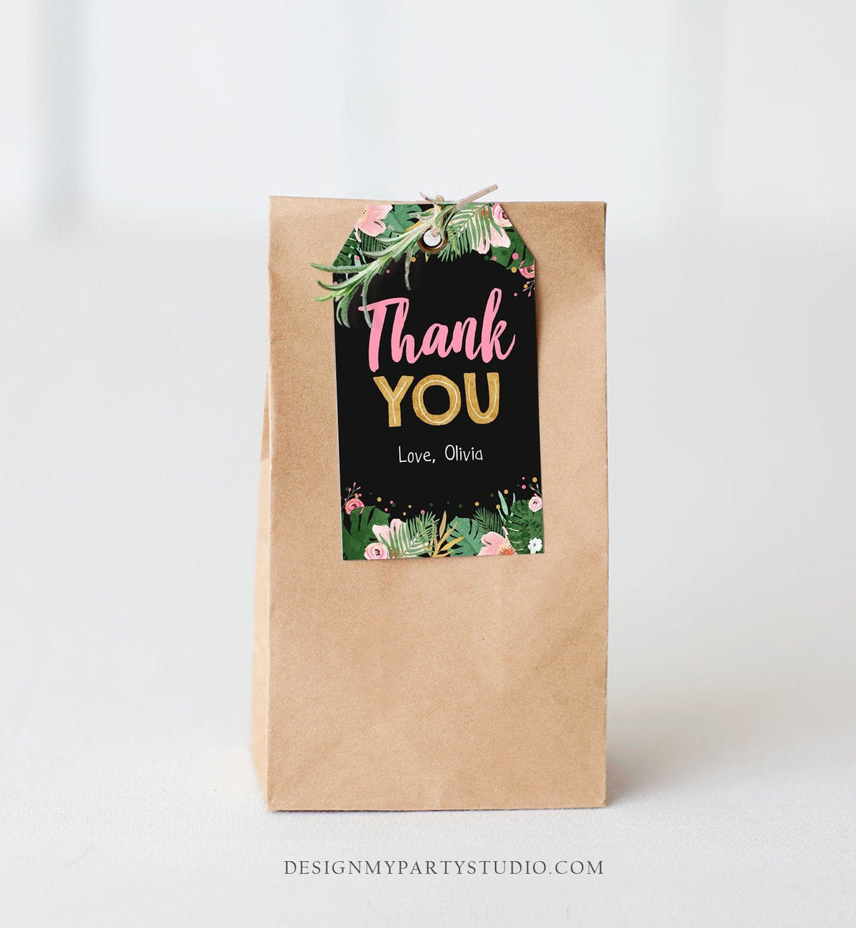 Editable Tropical Safari Favor Tags Thank You Wild One Label Jungle Zoo Wild Things Girl Pink Gold Gift Tag Download Corjl Template 0332