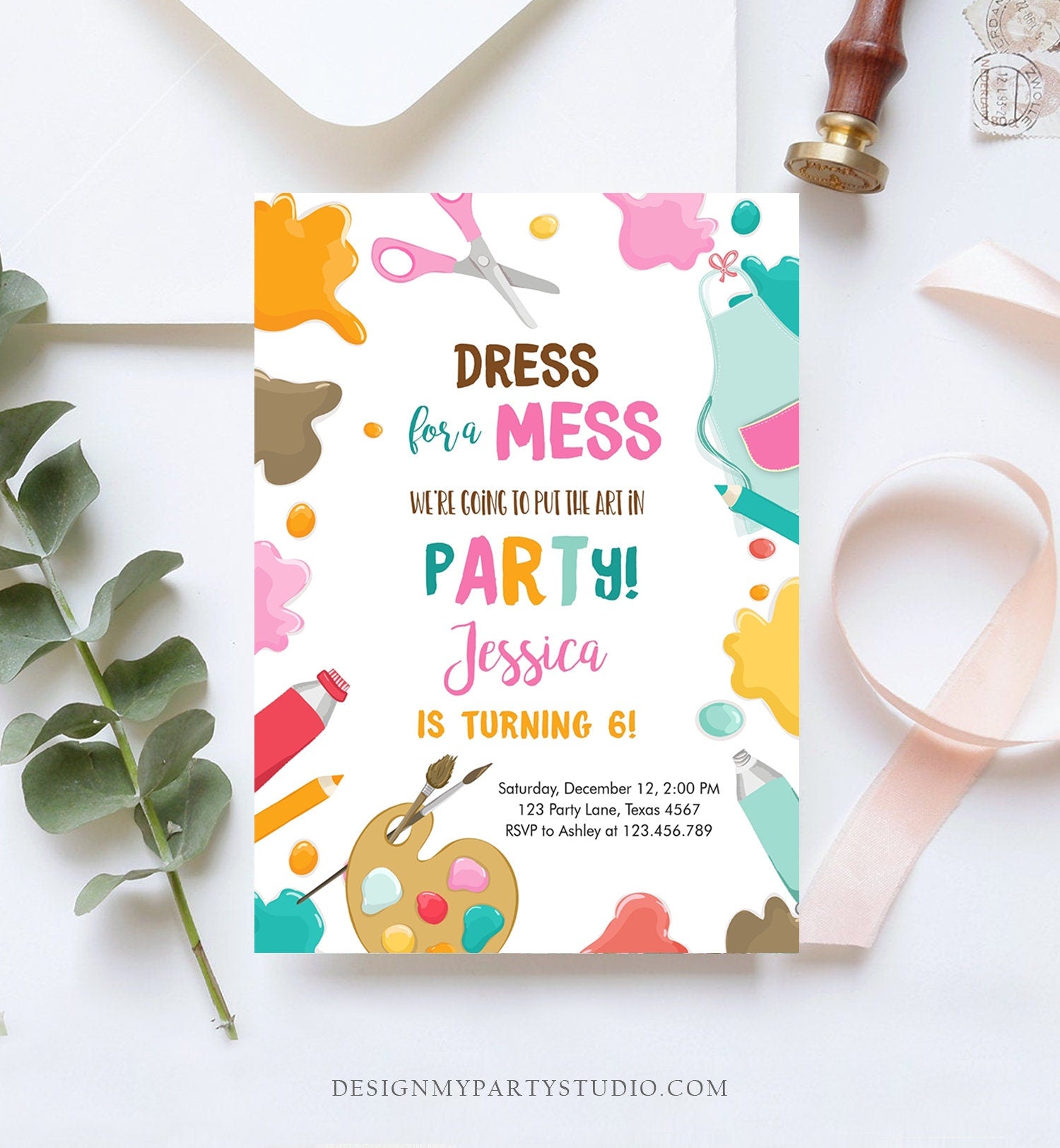 editable-painting-party-invitation-art-party-birthday-invite-girl-pink-design-my-party-studio