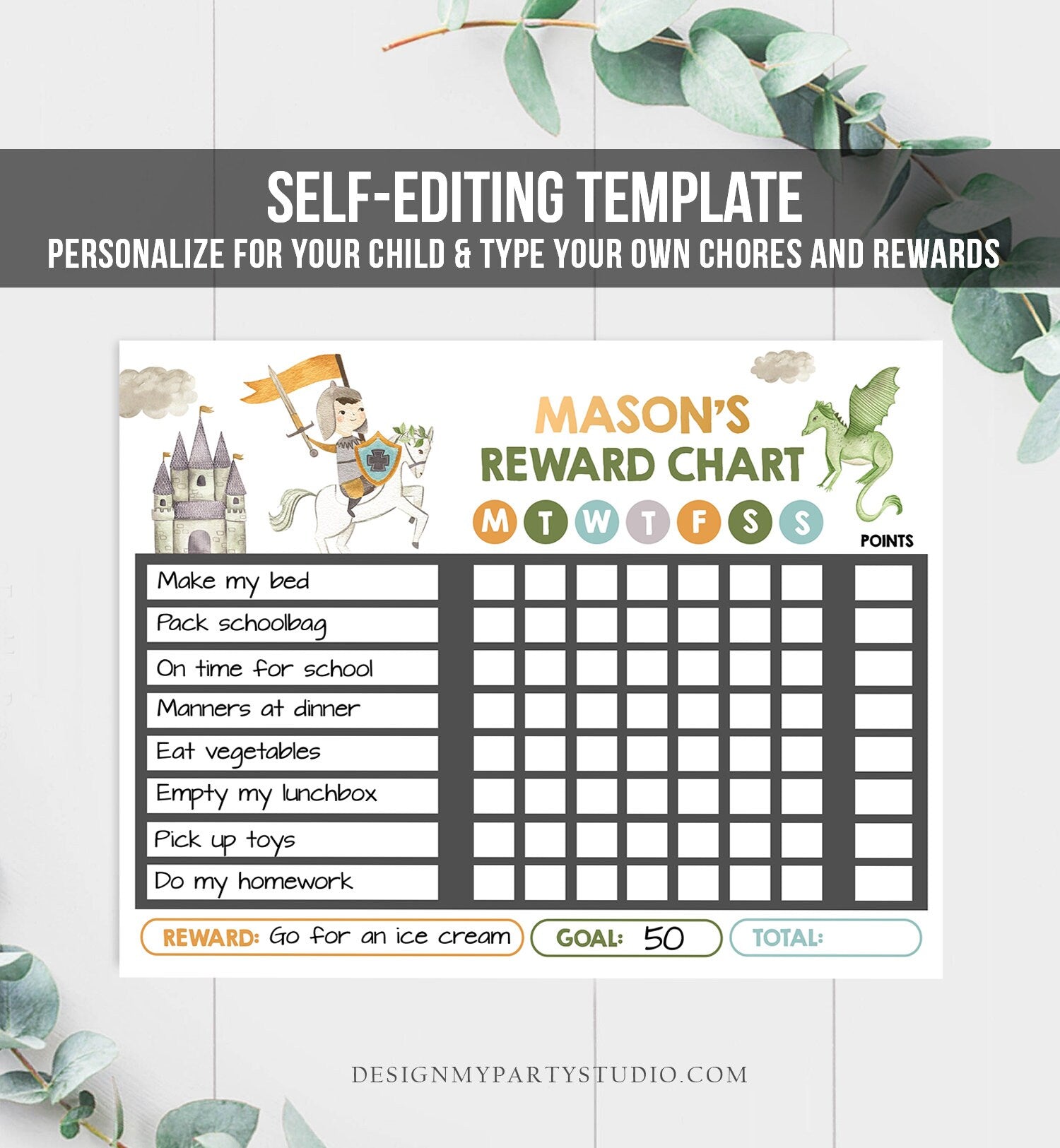 editable-knight-and-dragon-reward-chart-printable-boy-chore-chart-for-design-my-party-studio