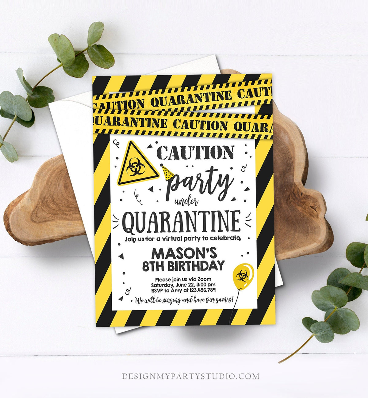 Editable Quarantine Birthday Invitation Virtual Party Quarantine Birthday Party Zoom Birthday Drive By Instant Download Digital Corjl 0334