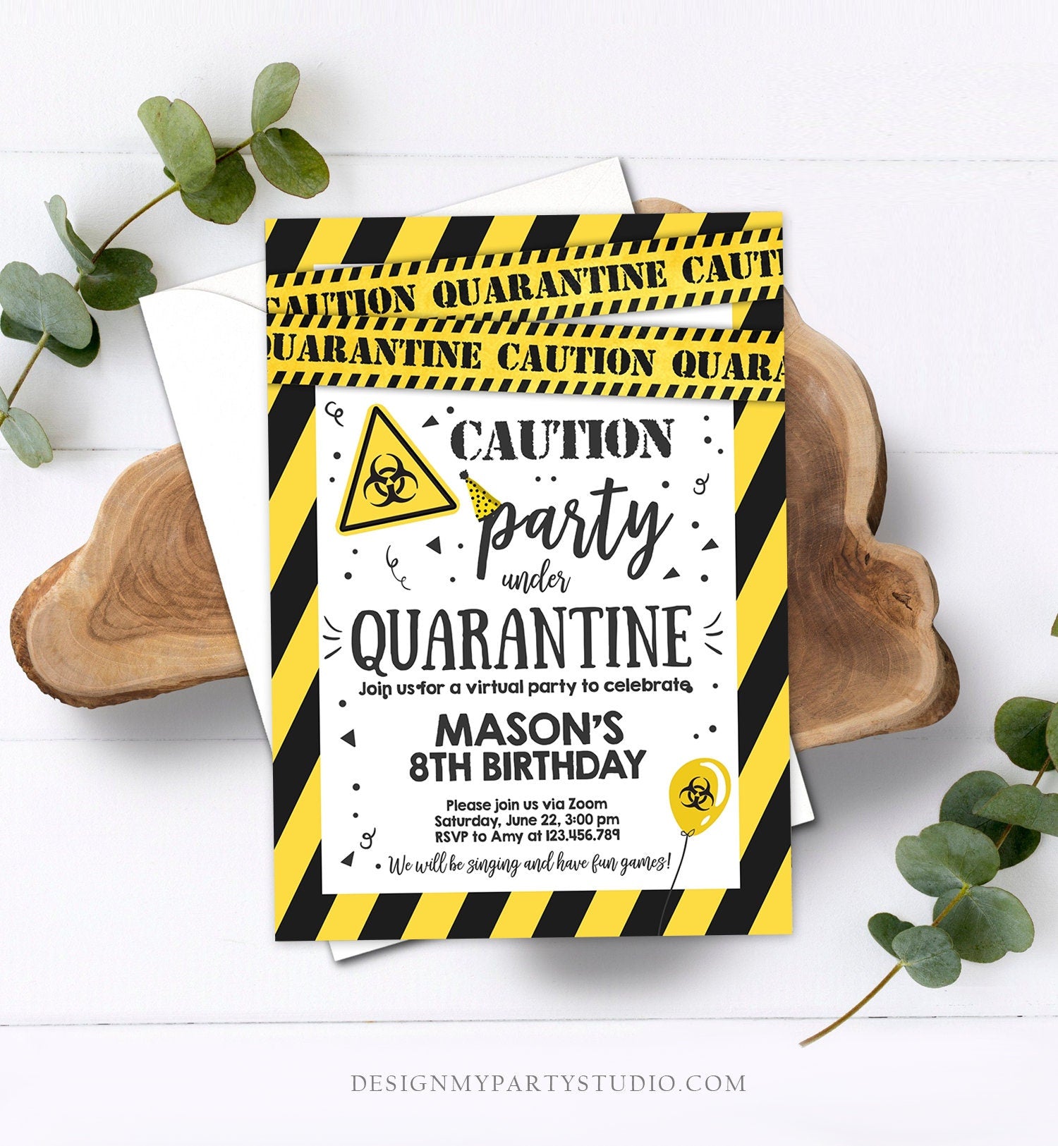 Editable Quarantine Birthday Invitation Virtual Party Quarantine Birthday Party Zoom Birthday Drive By Instant Download Digital Corjl 0334