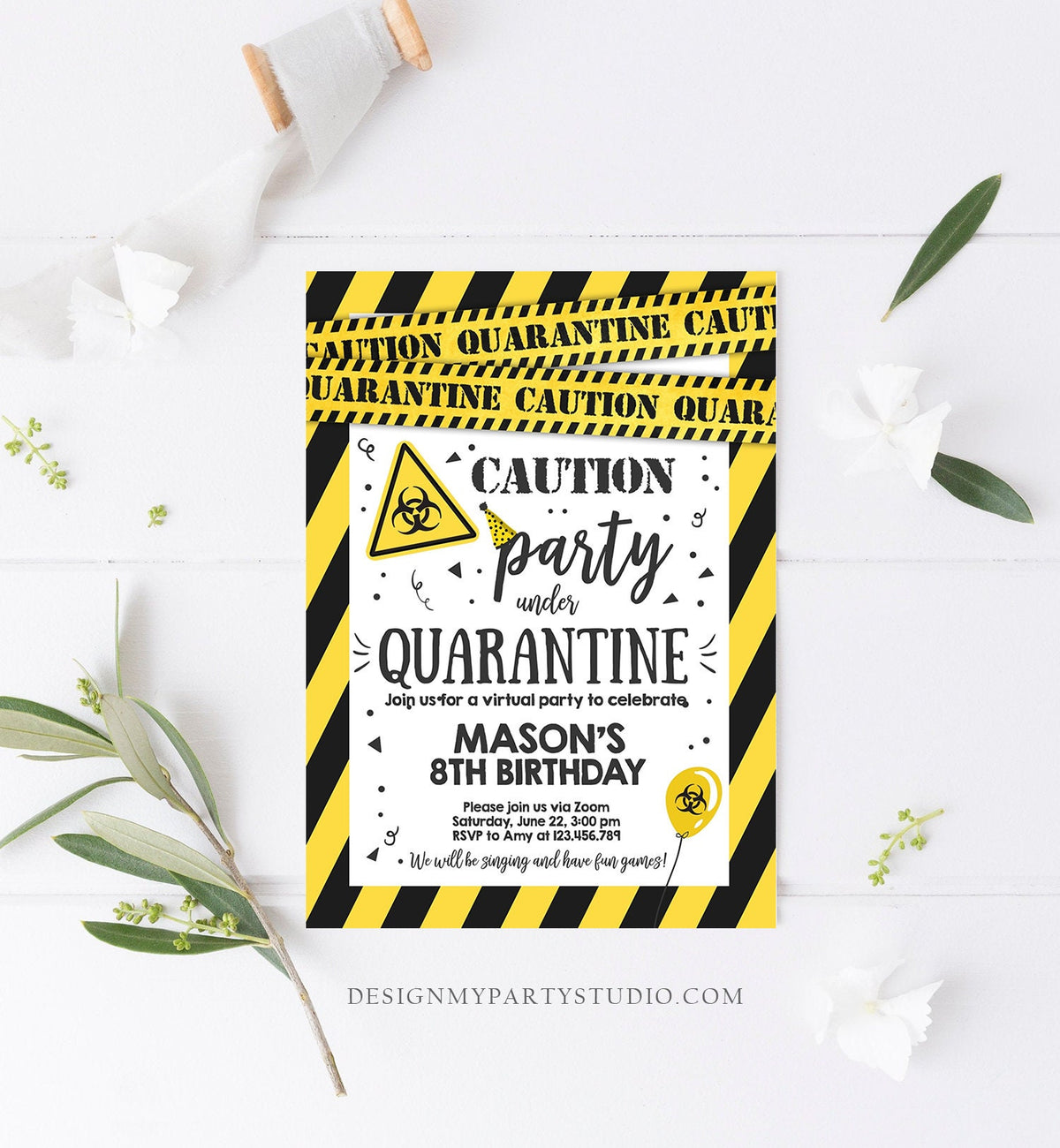 Editable Quarantine Birthday Invitation Virtual Party Quarantine Birthday Party Zoom Birthday Drive By Instant Download Digital Corjl 0334