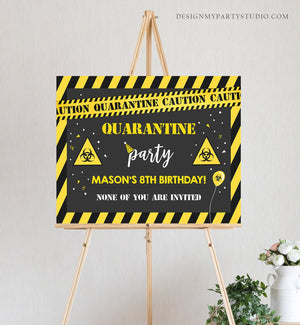 Editable Quarantine Birthday Sign Welcome Quarantine Party Poster Virtual Party Banner None of You Zoom Template PRINTABLE Corjl 0334