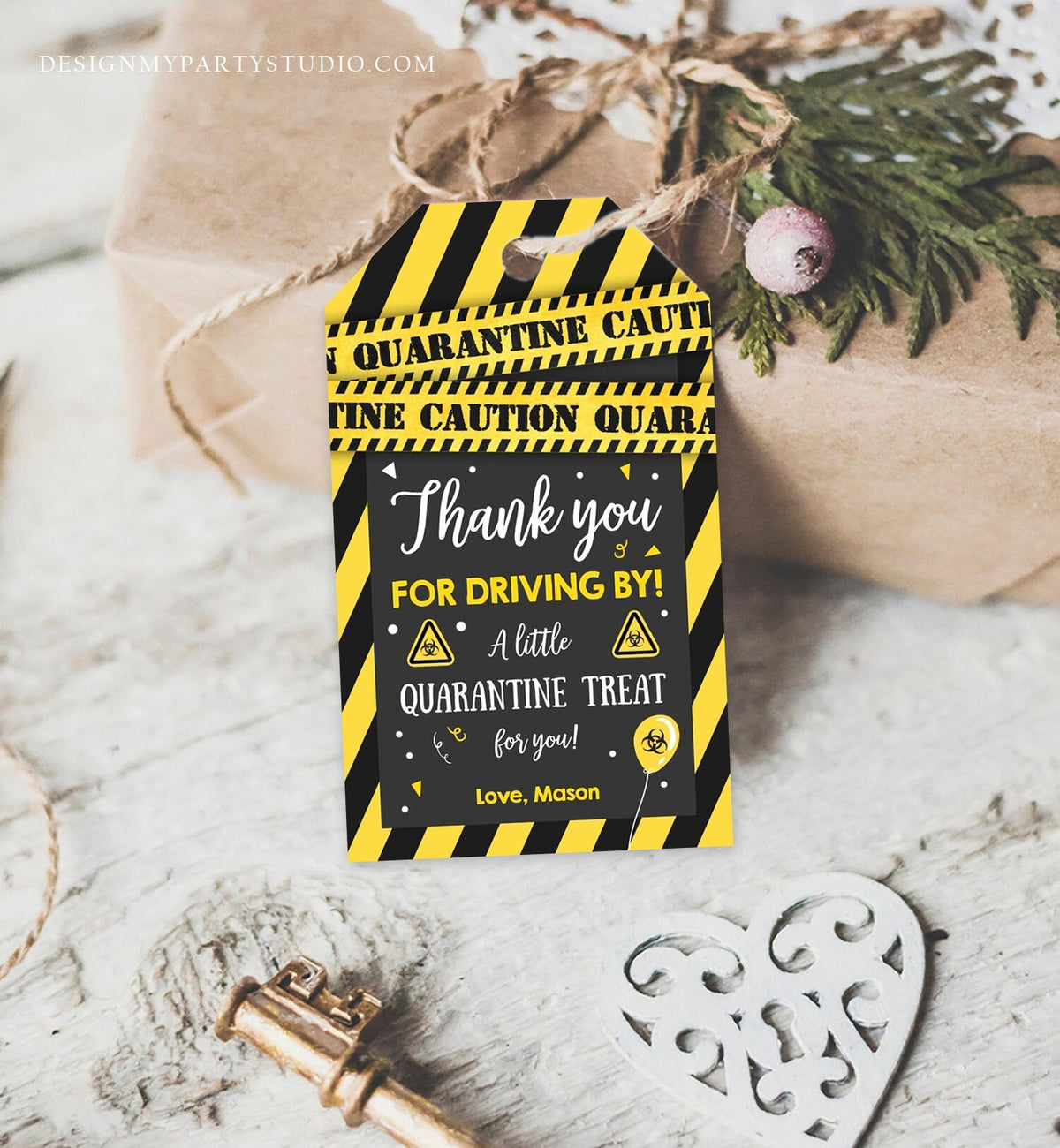 Editable Quarantine Birthday Favor Tags Quarantine Gift Tag Drive By Drive Through Favor Tag No Printable Digital Corjl Template 0334