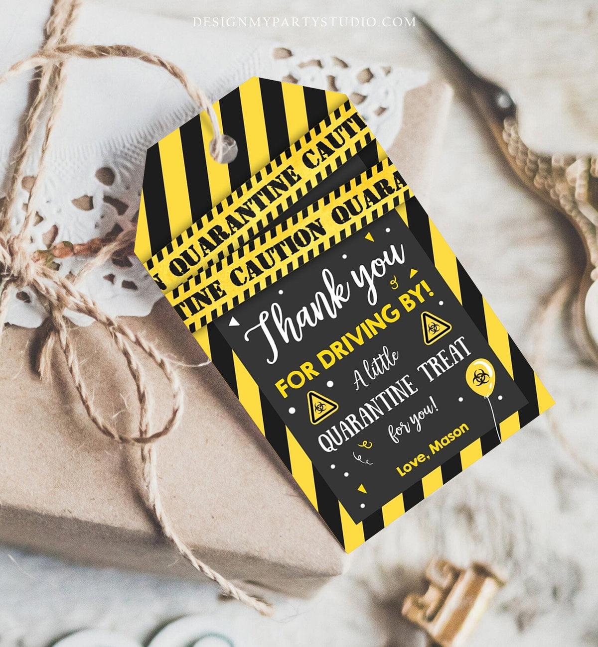 Editable Quarantine Birthday Favor Tags Quarantine Gift Tag Drive By Drive Through Favor Tag No Printable Digital Corjl Template 0334