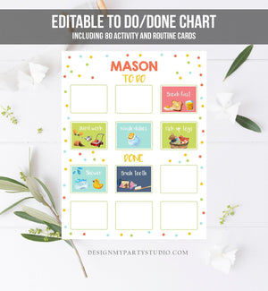 Editable Visual Schedule Kids Daily Routine Chart 80 Cards Chores School Homeschool To Do Preschoolers Calendar Daycare Corjl Template 0341