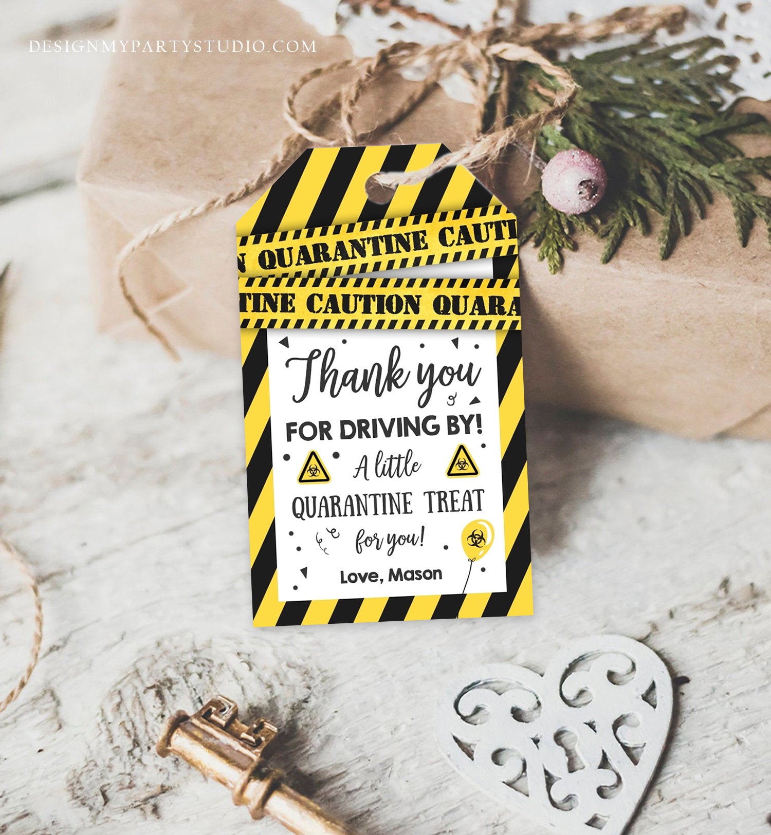 Editable Drive By Birthday Favor Tags Quarantine Thank You Gift Tag Drive By Through Party No One Invited Corjl Template Printable 0334