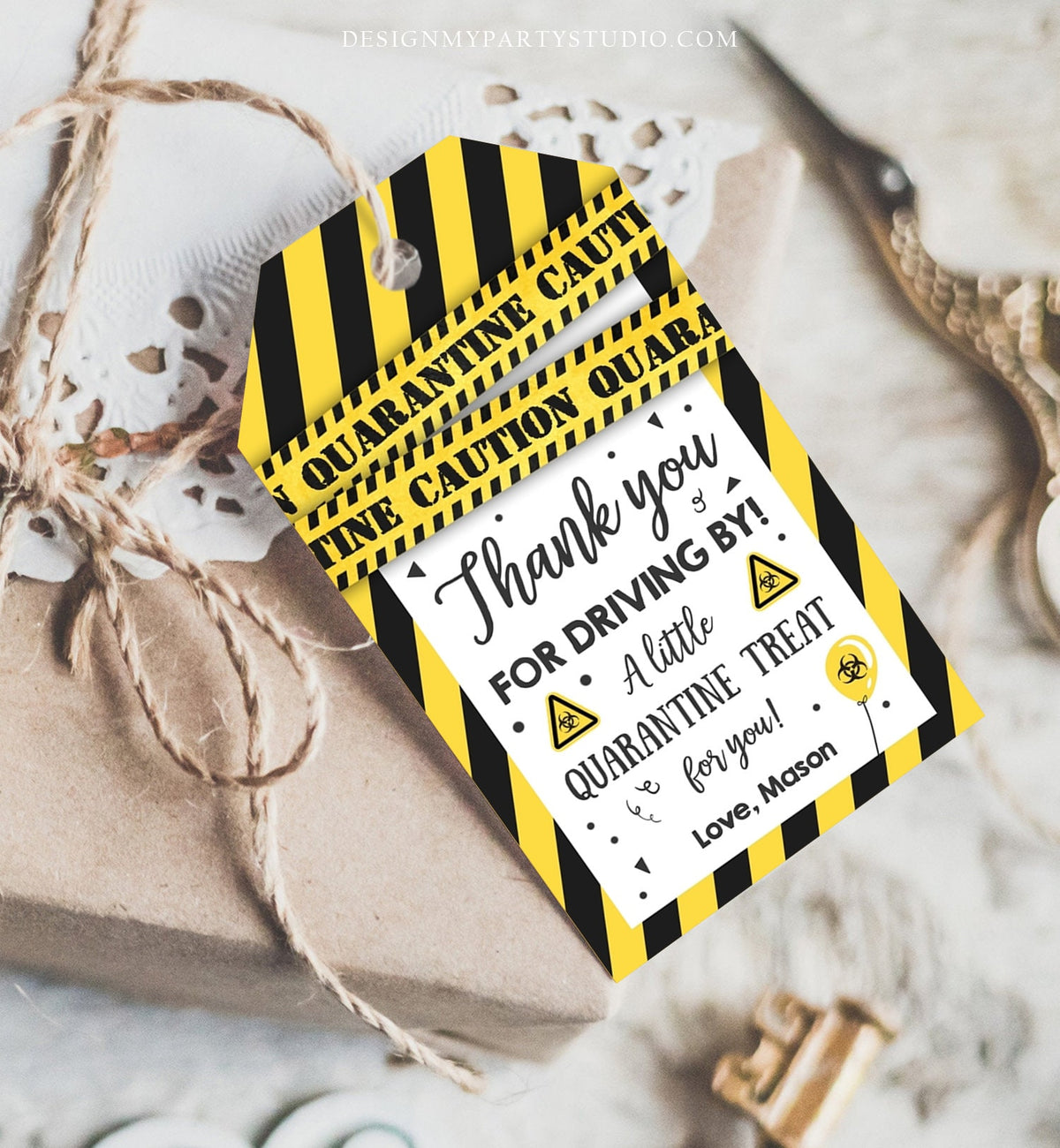 Editable Drive By Birthday Favor Tags Quarantine Thank You Gift Tag Drive By Through Party No One Invited Corjl Template Printable 0334