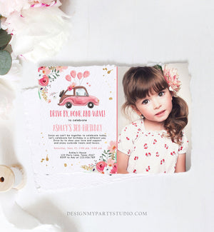 Editable Drive By Birthday Parade Invitation Virtual Party Honk Wave Girl Pink Car Quarantine No One Invited Digital Corjl Template 0335