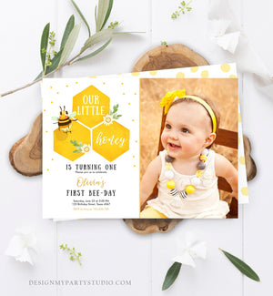 Editable Little Honey Birthday Party Invitation Bee-Day Invite Bee Party Bee Birthday Summer Download Printable Template Digital Corjl 0317